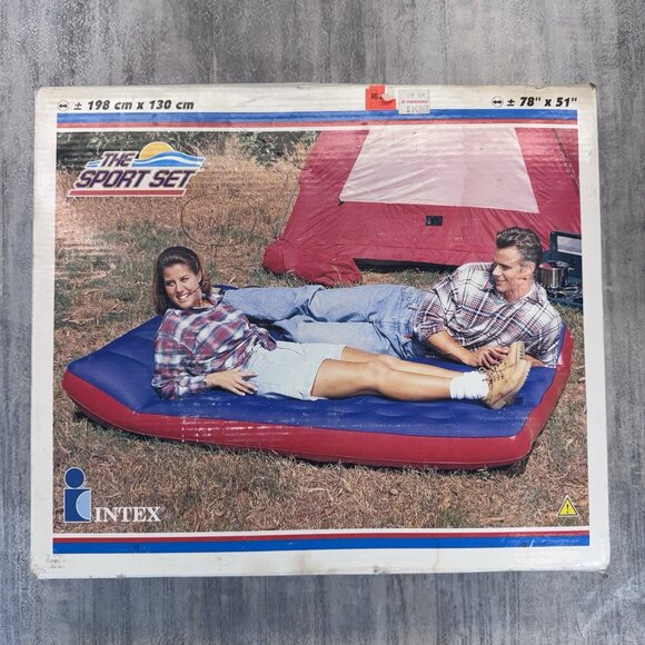 Intex Sport Set Inflatable Camping Mat Air Mattress Double 78x 51 Fabric Rayon - Picture 1 of 11
